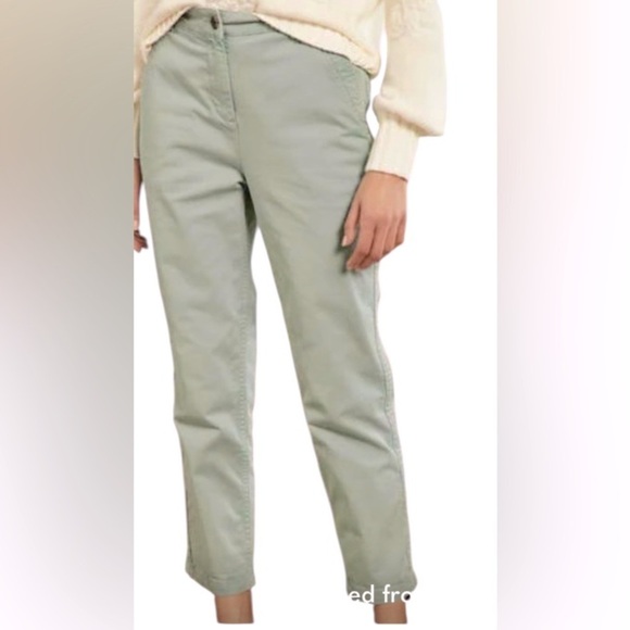 Boden Trousers Pale Green Straight Leg Chino Stretch Cotton Women’s 2P Cropped - Picture 10 of 11